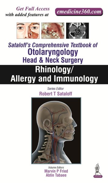 Sataloff's Comprehensive Textbook of OtolarynologyHead & Neck Surgery- Rhinology / Allergy & Immunology