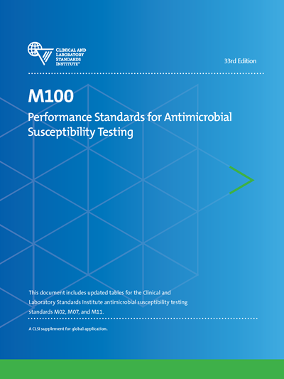 Performance Standards for Antimicrobial SusceptibilityTesting (M100), 33rd ed.